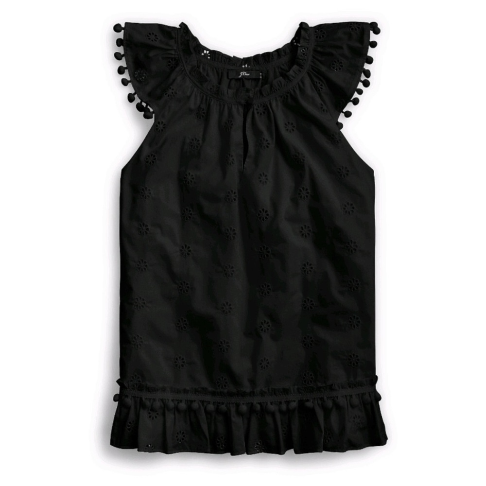 J. Crew Eyelet Pom-Pom Top